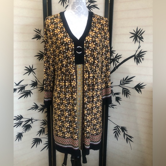 Style & Co Flower Print 3/4 Length Sleeve Above The Knee Dress Size XL - Picture 1 of 16